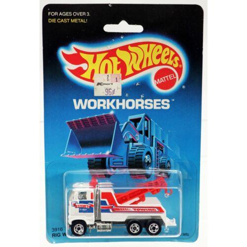 Vintage Hot Wheels Rig Wrecker Workhorses Series 3916 Nrfp 1986 White 1:64