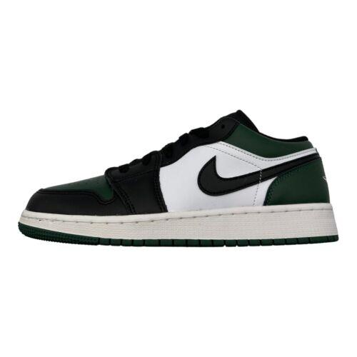Nike Air Jordan 1 Low GS Green Toe Black White 553560-371 - Size 6.5Y