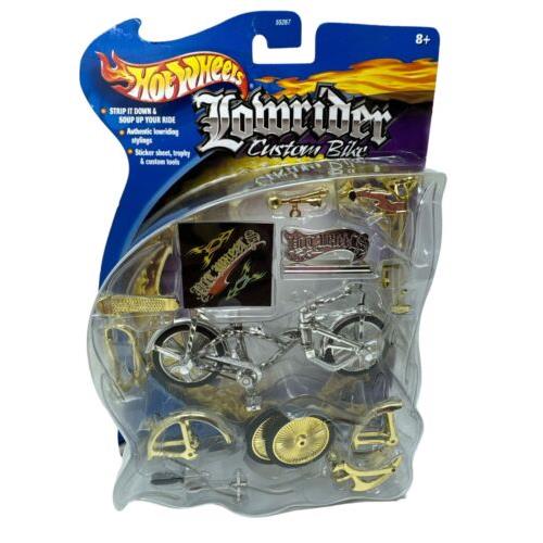 2001 Hot Wheels Lowrider Custom Silver Bike Gold Mattel Packaging As Shown