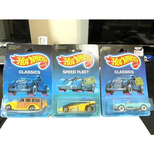 3 Hot Wheels ON Card Woody Station Wagon Diecast Vintage 1/64 Scale