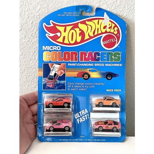 Hot Wheels 1988 Micro Color Racers 3226 Race Pack 4 Cars