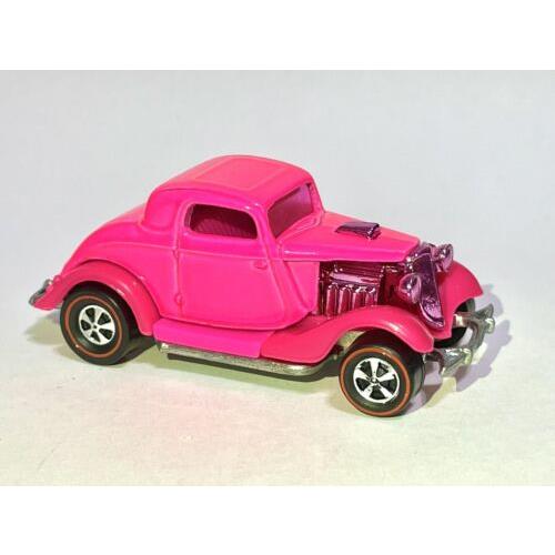Hot Wheels Custom Made Redline 3 Window `34 Ford Coupe Hot Pink