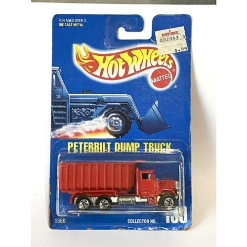 1991 Hot Wheels Peterbilt Dump Truck 100 In Card Near Mint Wow