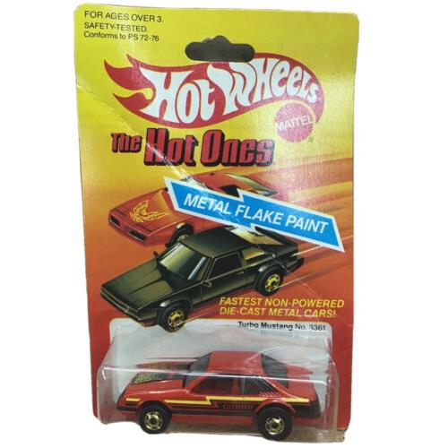 1982 Hot Wheels The Hot Ones Turbo Mustang Red - in Card - Red