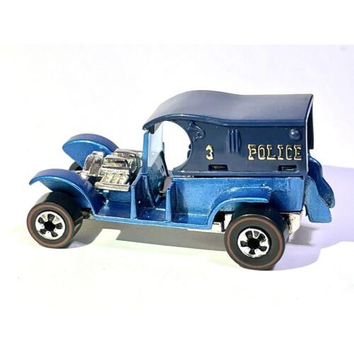 Hot Wheels Custom Made Police 3 Paddy Wagon - Metallic Blue Paint Redline