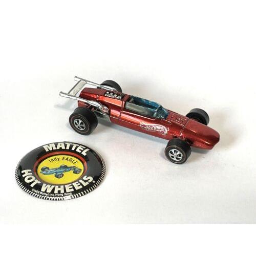 Hot Wheels Redlines 1969 Red Indy Eagle W/ Button