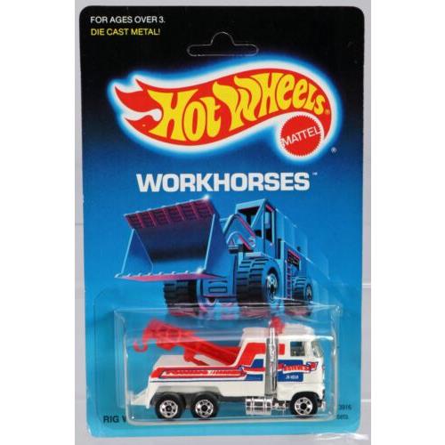 Vintage Hot Wheels Rig Wrecker Workhorses Series 3916 Nrfp 1988 White 1:64