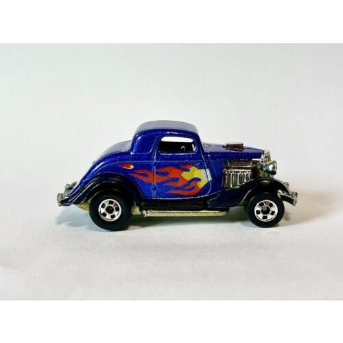 Hot Wheels 1934 `34 Ford 3 Window Coupe Car Hot Rod -metallic Blue / Flames