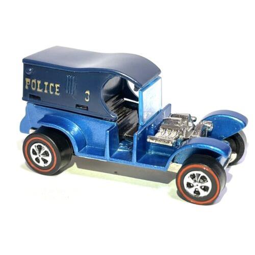 Hot Wheels Custom Made Police 3 Paddy Wagon - Metallic Blue Paint Redline