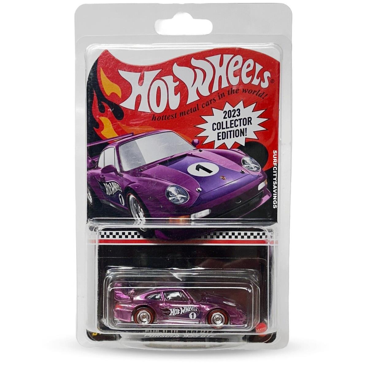 Porsche 993 GT2 Hot Wheels 2023 Collector Edition Purple with Protector