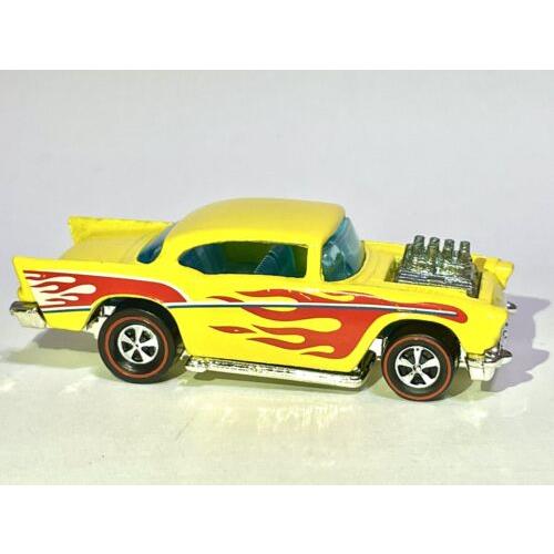 Vintage Hot Wheels Yellow 57 Chevy Custom Redline with Flames