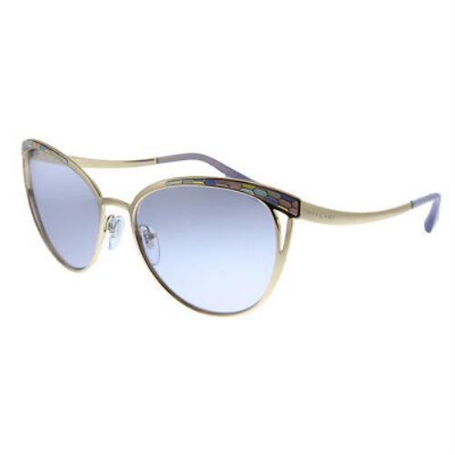Bvlgari BV 6083 2014 Pink Gold Metal Rectangle Sunglasses Purple Lens