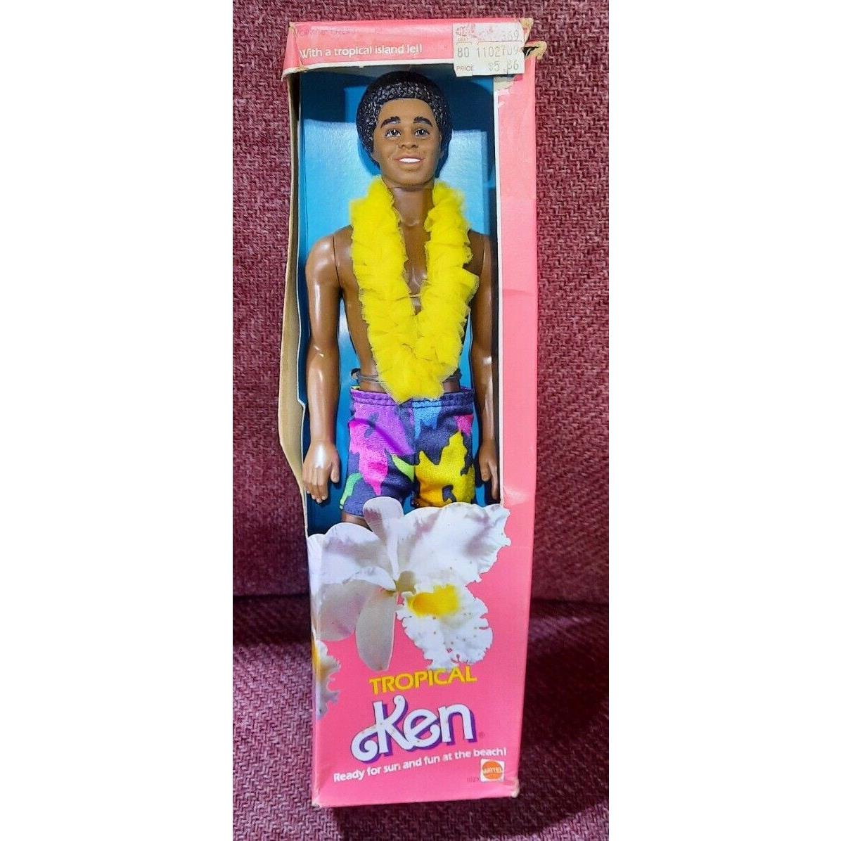 Vintage 1985 Tropical AA Ken Barbie Doll Mattel 1022 Nrfb Imperfect Packaging