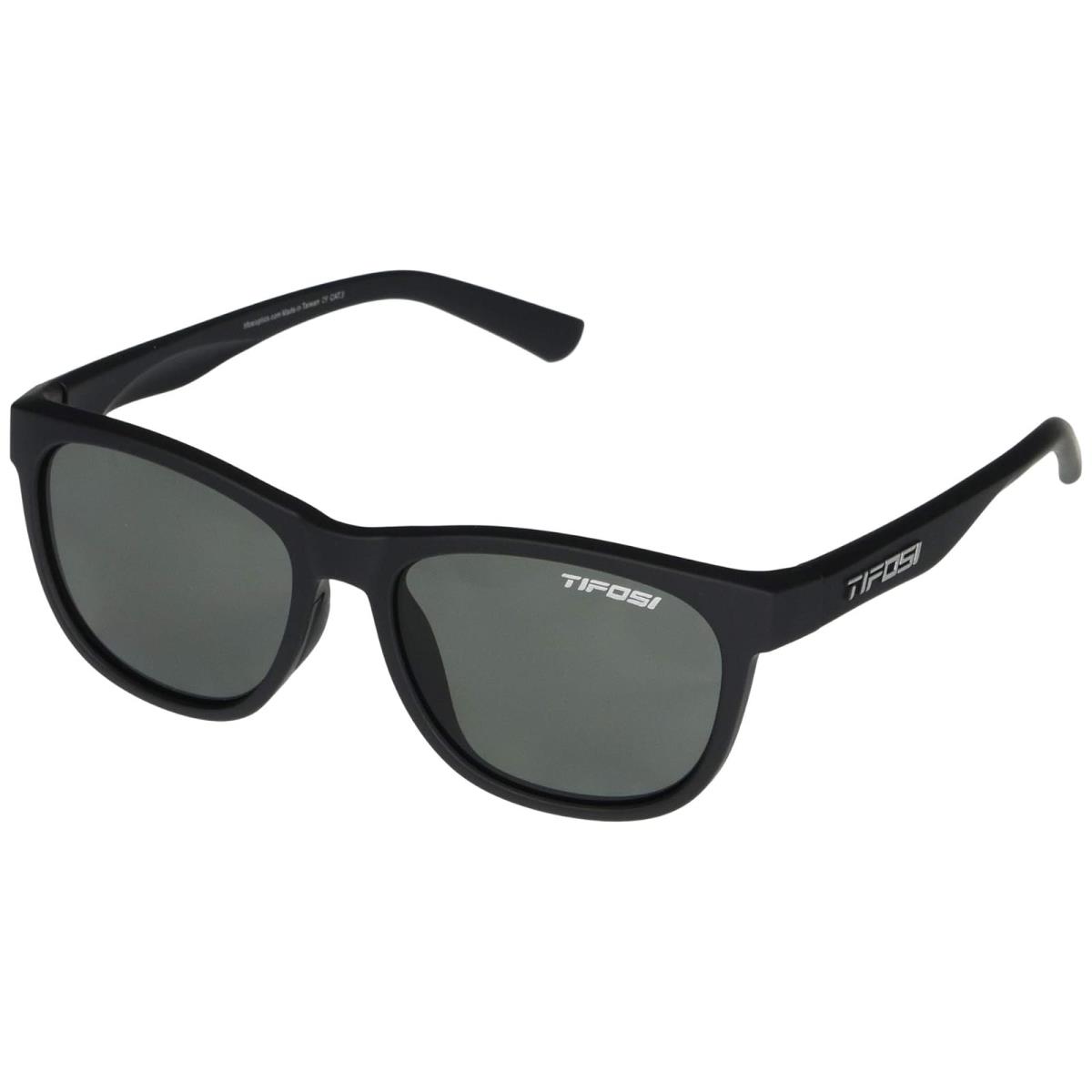 Unisex Sunglasses Tifosi Optics Swank Satin Black Frame Smoke Polarized Lens