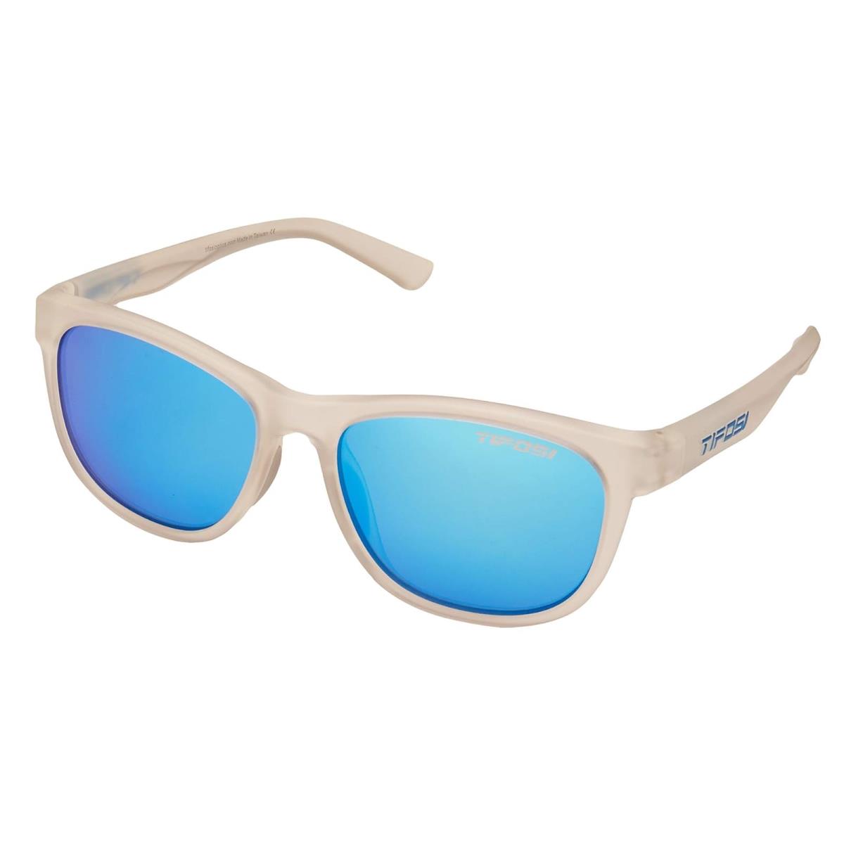 Unisex Sunglasses Tifosi Optics Swank Satin Clear Frame Clarion Blue Polarized Lens
