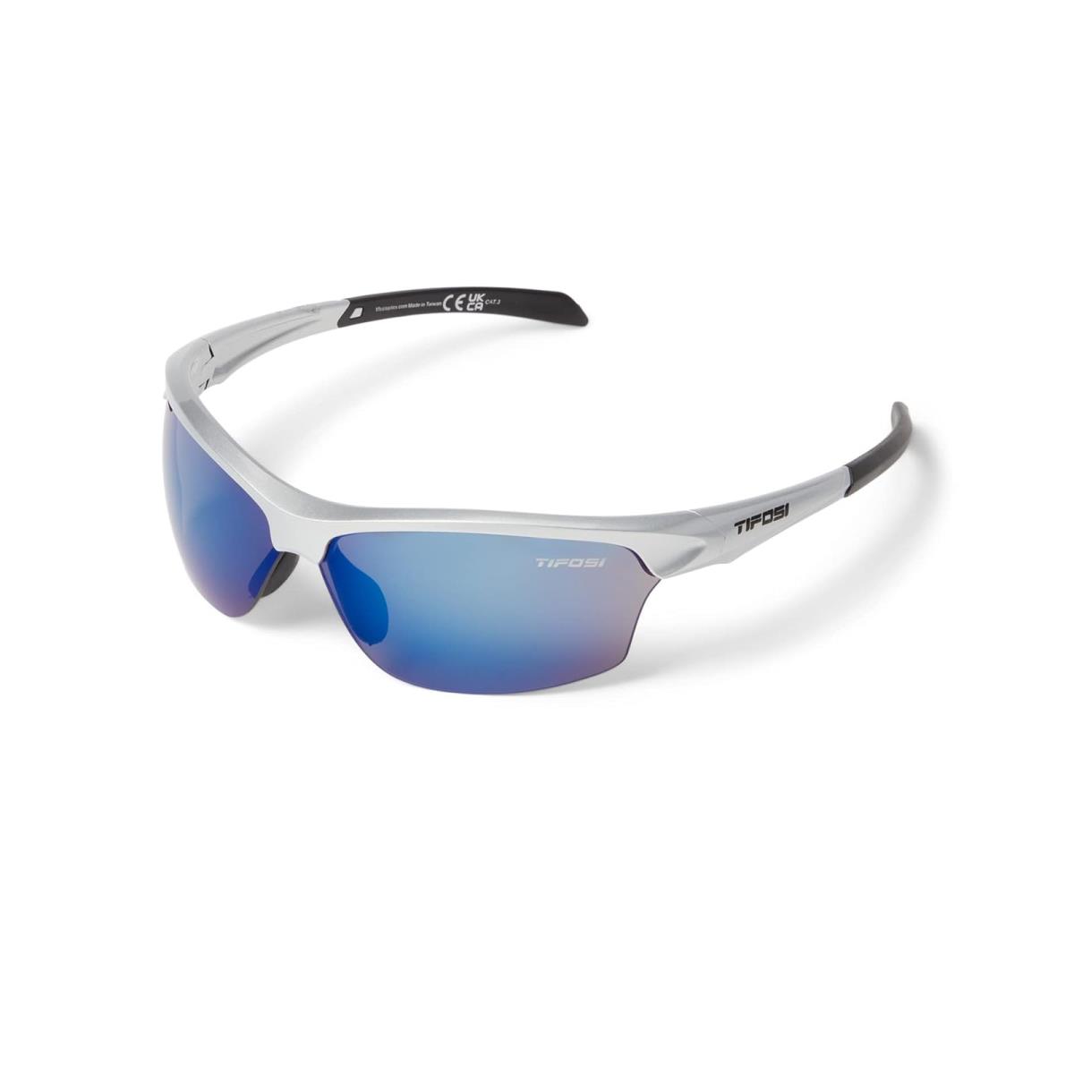 Unisex Sunglasses Tifosi Optics Intense Metallic Silver Frame Smoke Blue Lens