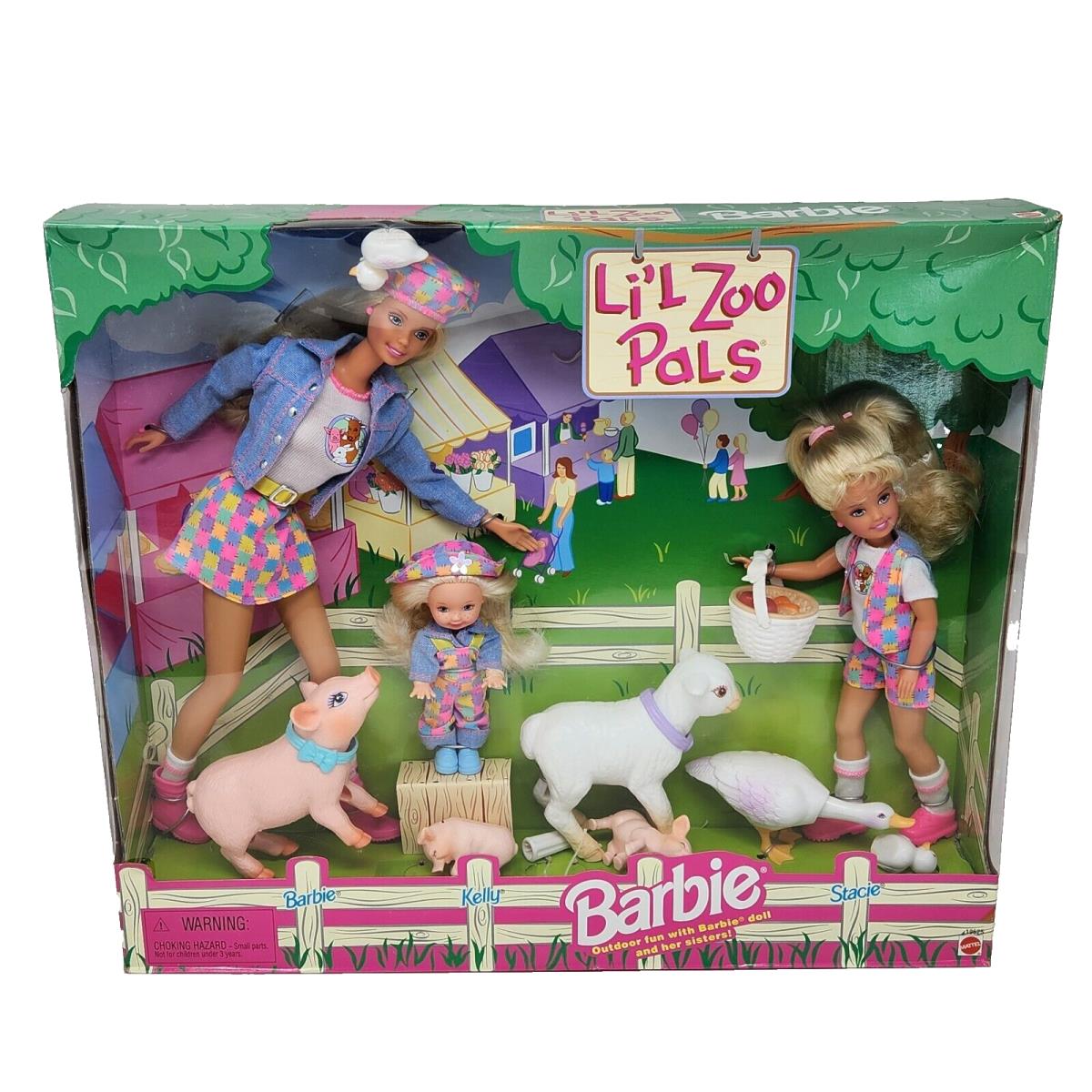 1998 Barbie + Sisters Lil Zoo Pals Farm Animals 19625 Mattel Nrfb