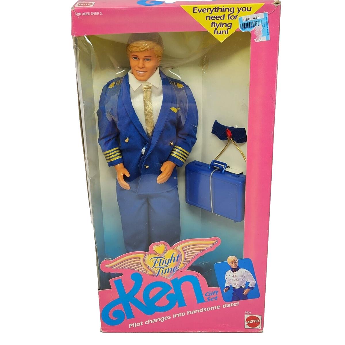 Vintage 1989 Flight Time Ken Airplanne Pilot Barbie Doll 9600 Mattel Nos