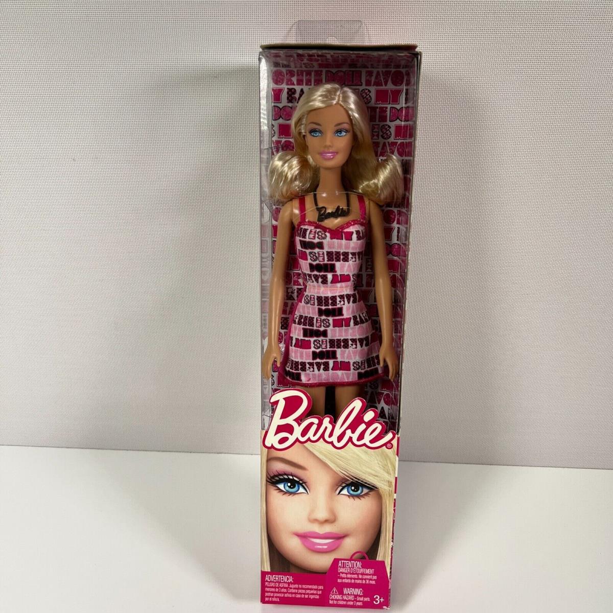 2011 Barbie by Mattel Toy Doll Pink Mini Dress Necklace Blonde Hair