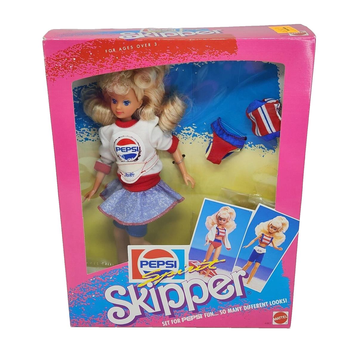 Vintage 1989 Pepsi Cola Skipper Mattel Barbie Doll IN Box 4867