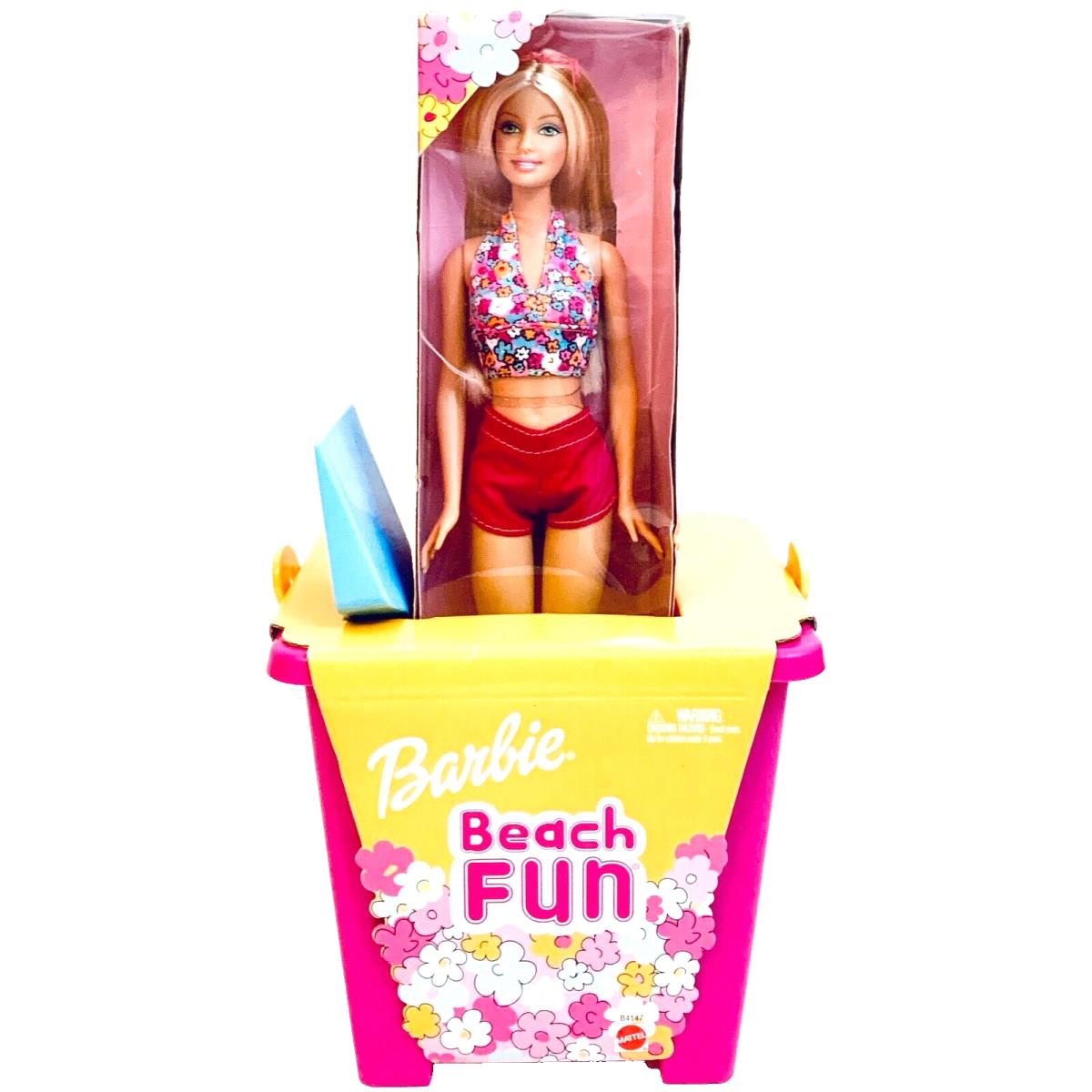 Mattel 2002 Barbie Beach Fun 11.5 Fashion Doll Sand Bucket Playset