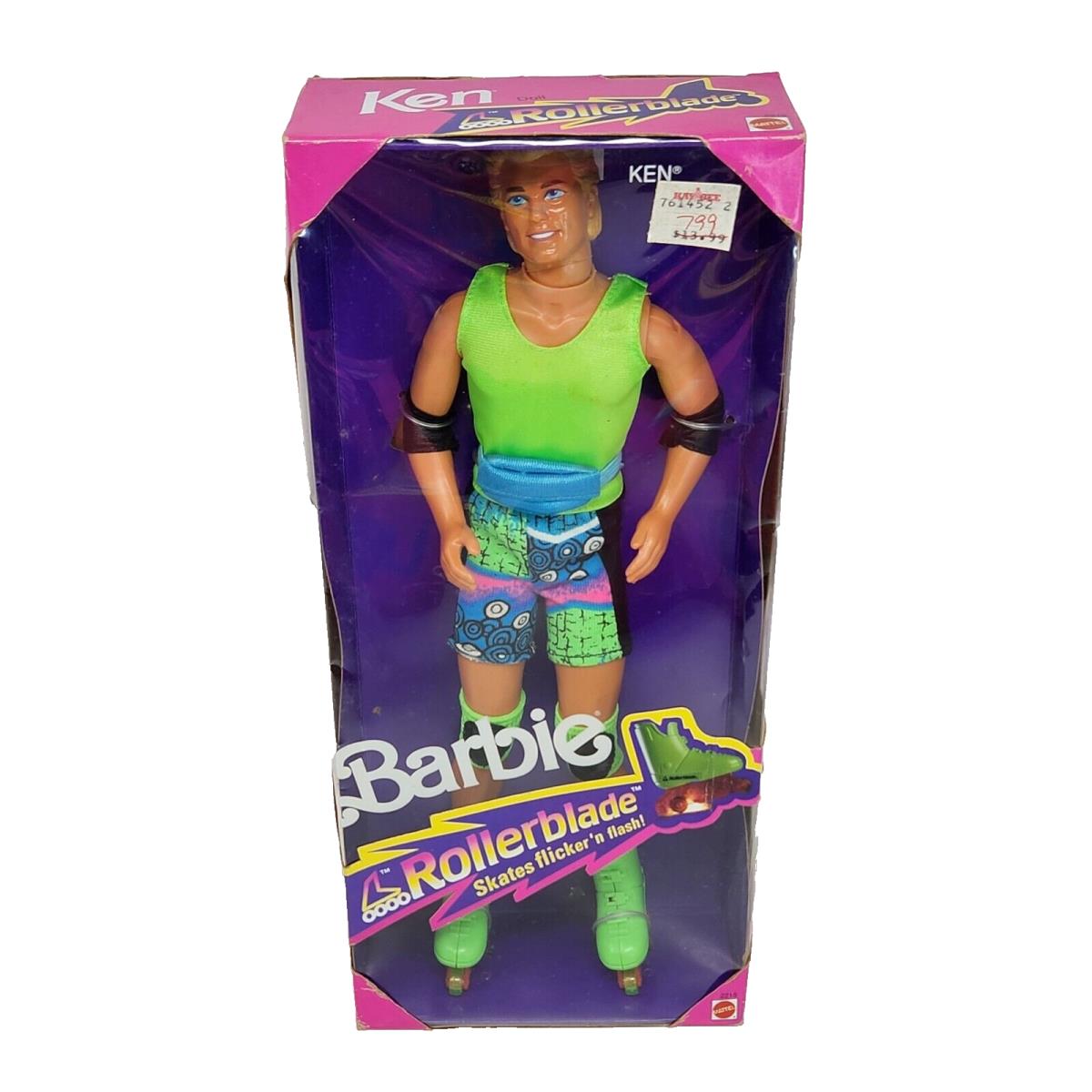 Vintage 1991 Mattel Barbie Rollerblade Ken Doll Skates Box 2215