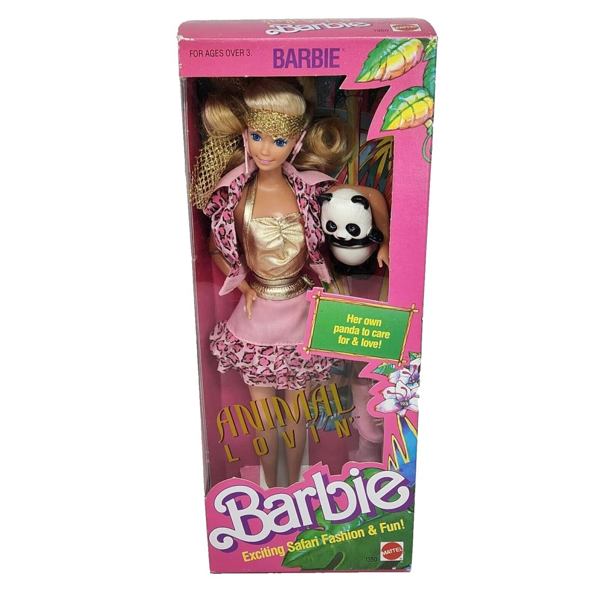 Vintage 1988 Animal Lovin Barbie Doll W/ Panda IN Box 1350 Mattel