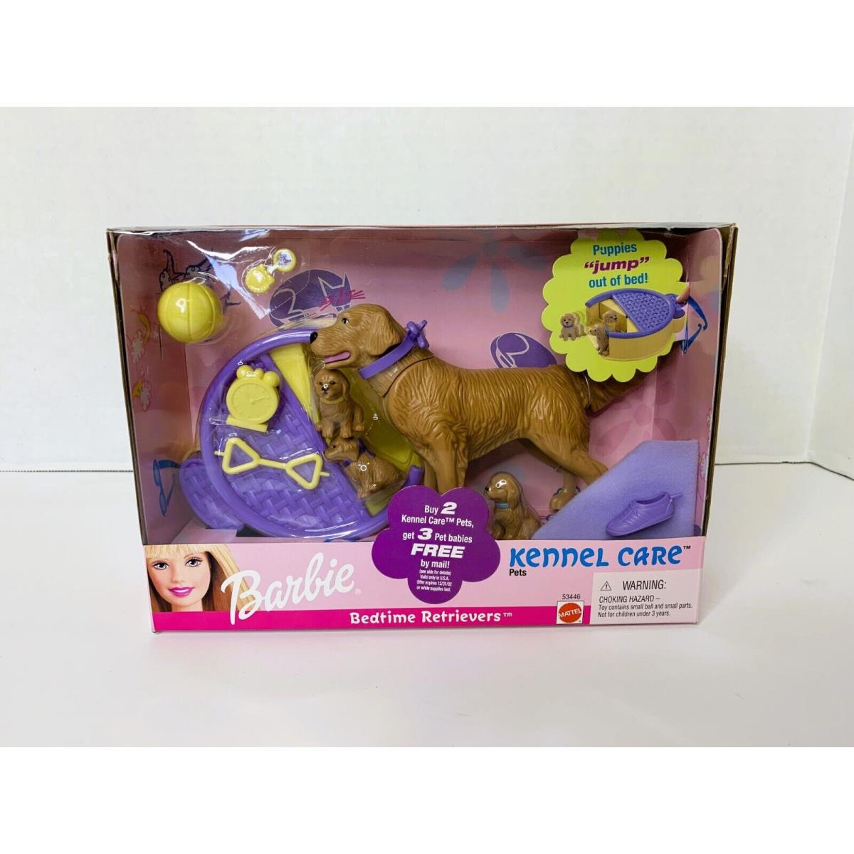 2001 Mattel Barbie Kennel Care Bedtime Retrievers Mother and Pups