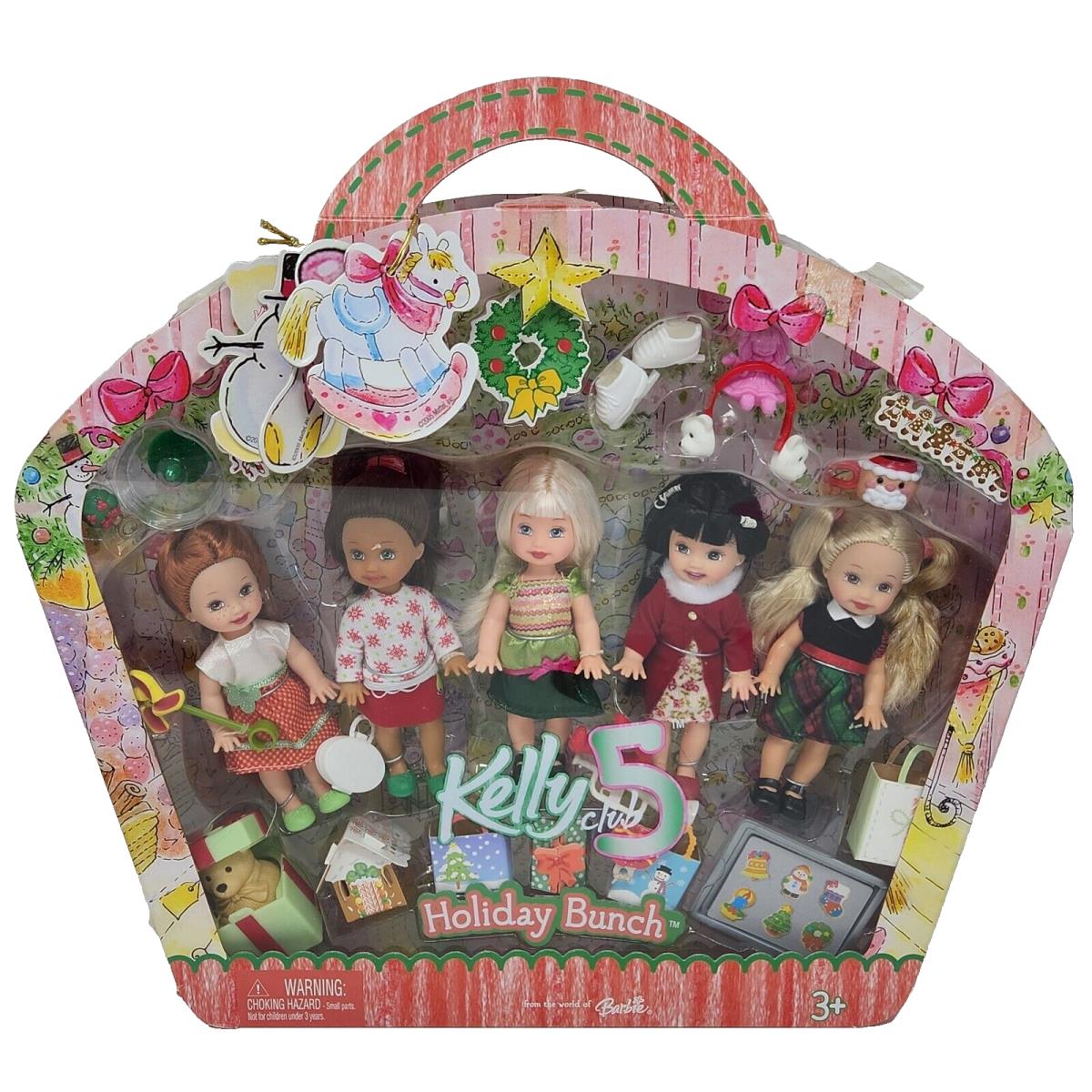 2005 Kelly Club 5 Holiday Bunch 5 Dolls Mattel Barbie Nrfb Gift Set