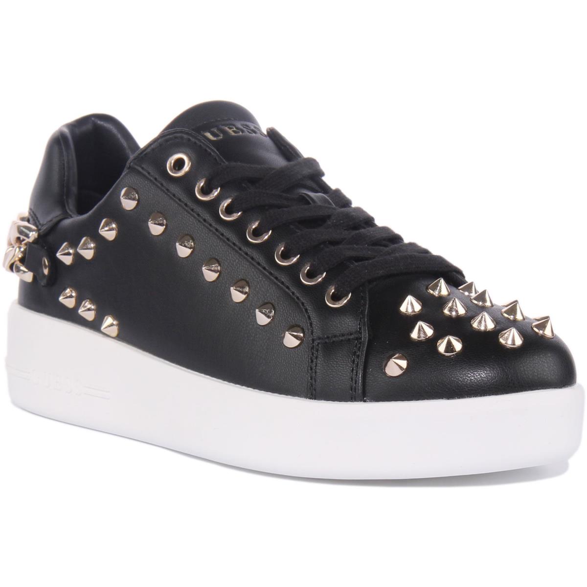 Guess Fl7Rntlea12 Renatta Womens Lace Up Studd Sneakers In Black Size US 5 - 11 BLACK