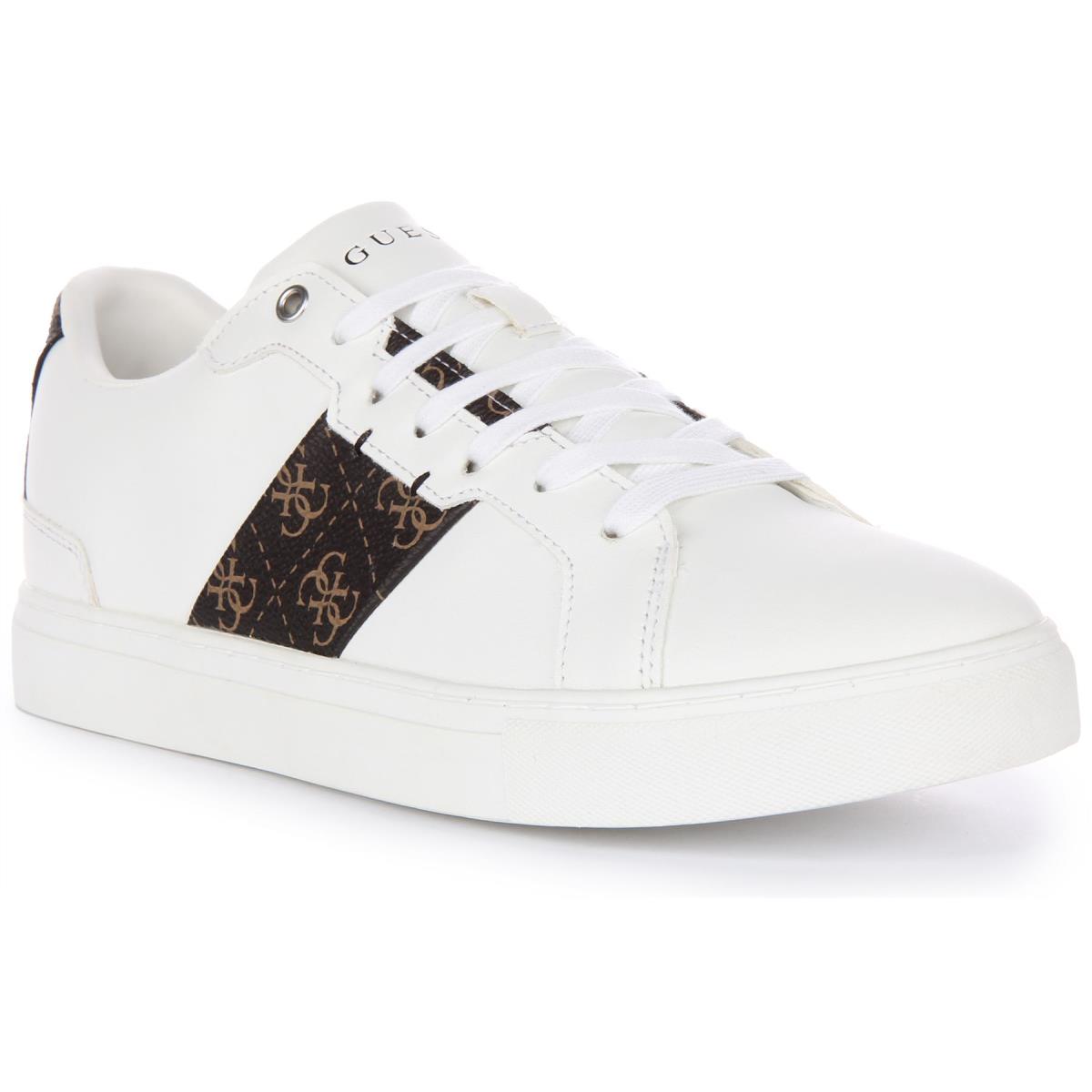 Guess Todi 4G Peony Logo Leather Sneaker White Brown Mens US 7 - 13 WHITE BROWN