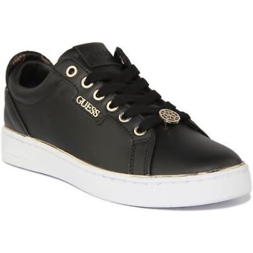 Guess Fl5Btalea12 Betea Womens Lace Up Leather Sneakers In Black Size US 5 - 11