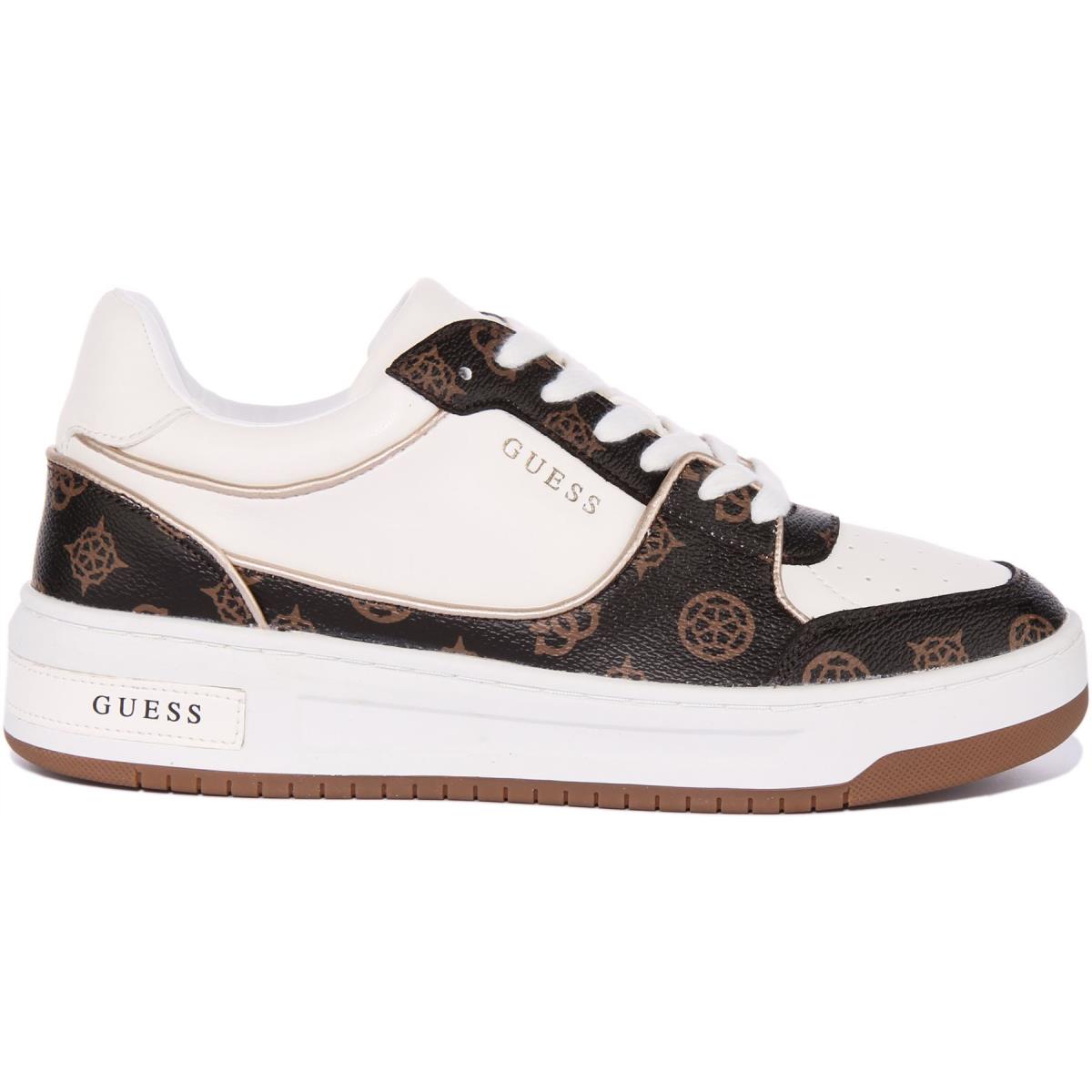 Guess Fl8Tkysmf12 Tokyo Womens Lace Up Low Sneaker In White Brown Size US 5 - 11