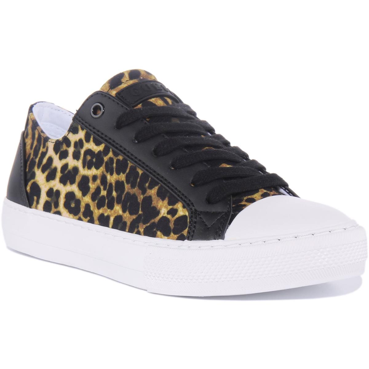 Guess Fl6Pssfap12 Womens Lace Up Canvas Sneakers In Leopard Size US 5 - 11 LEOPARD