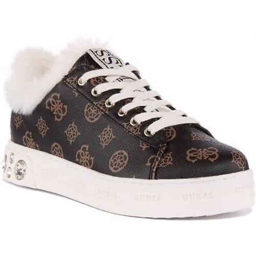 Guess Fl8Rv5Fal12 Rivet Womens Lace Up Stylish Sneakers In Brown Size US 5 - 11