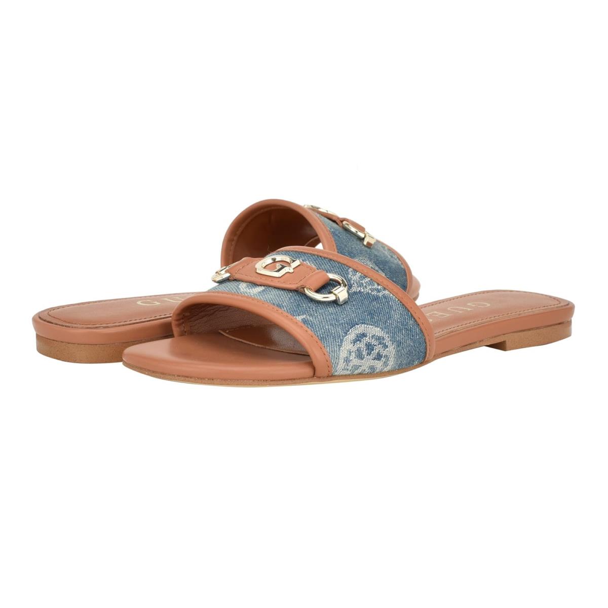 Woman`s Sandals Guess Hammi Blue Denim Logo