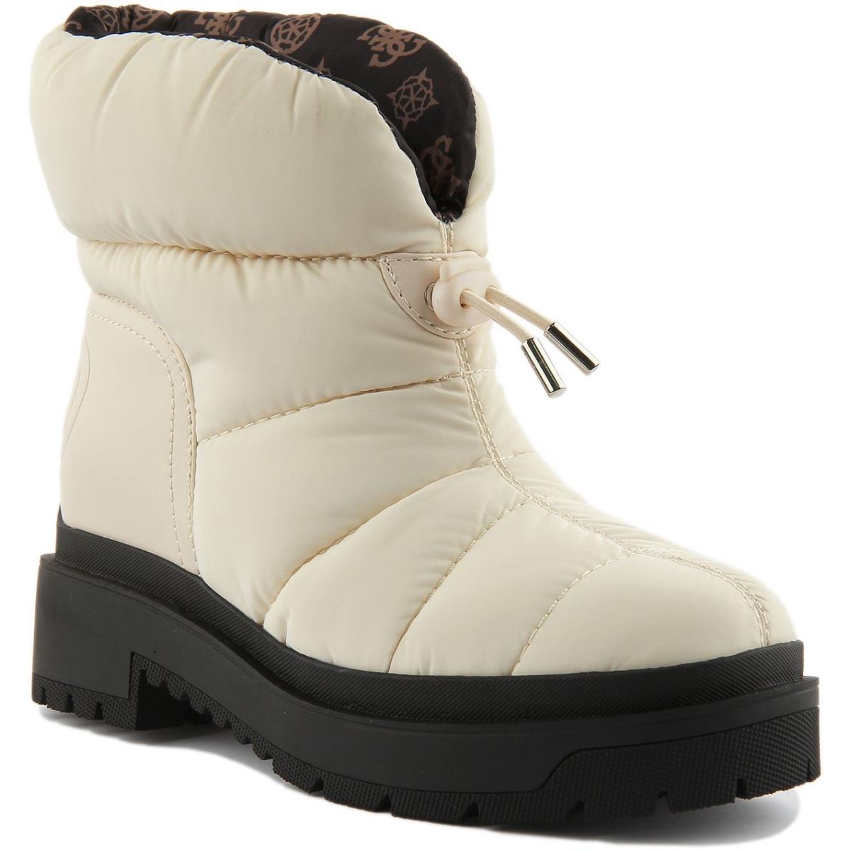 Guess Fl8Ledele10 Leeda Womens Padded Winter Ankle Boots Size US 5 - 11 CREAM