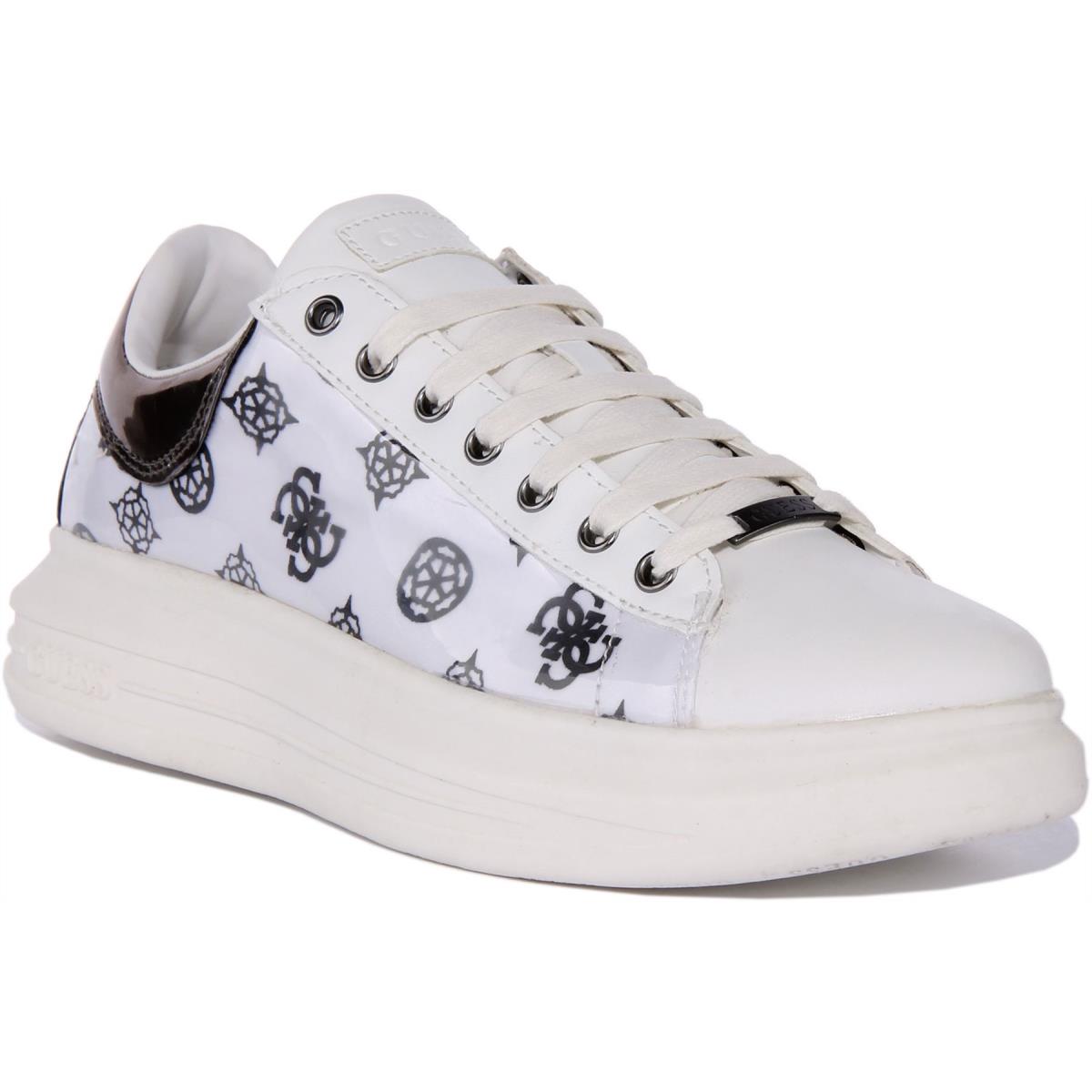 Guess Fl5Vibfab12 Vibo Womens Lace Up Sneakers In White Silver Size US 5 - 11 WHITE SILVER