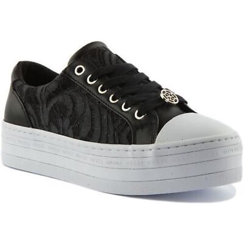 Guess Fl5B2Slac12 Bells Womens Lace Up Platform Sneakers In Black Size US 5 - 11