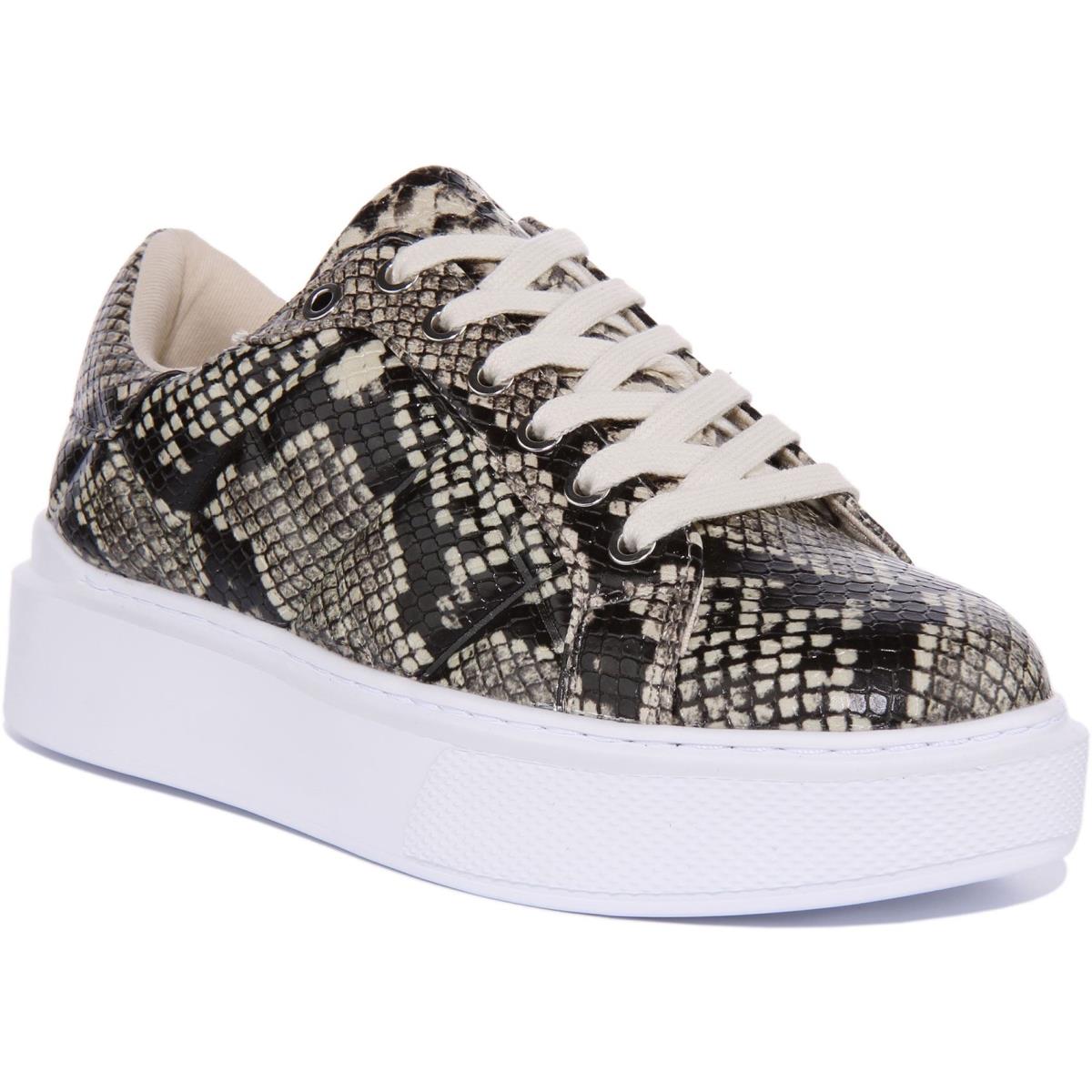 Guess Fl8Hilele12 Hilan Womens Python Print Sneaker In Black Grey Size US 5 - 11 BLACK GREY