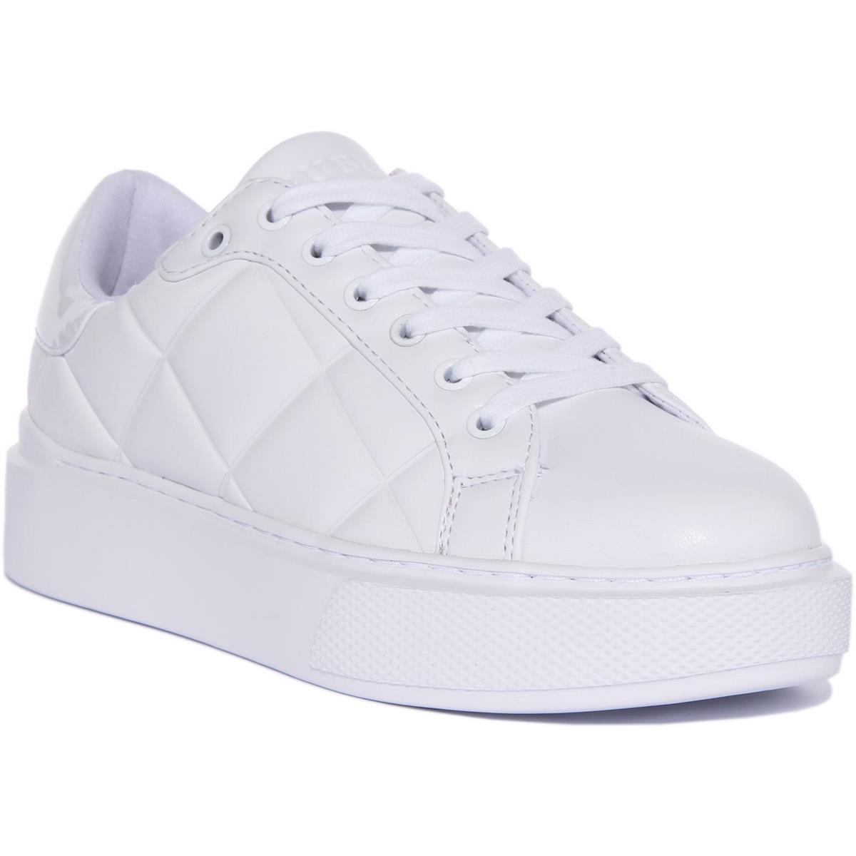 Guess Fl8Hilele12 Hilan Womens Quilted Running Sneakers In White Size US 5 - 11