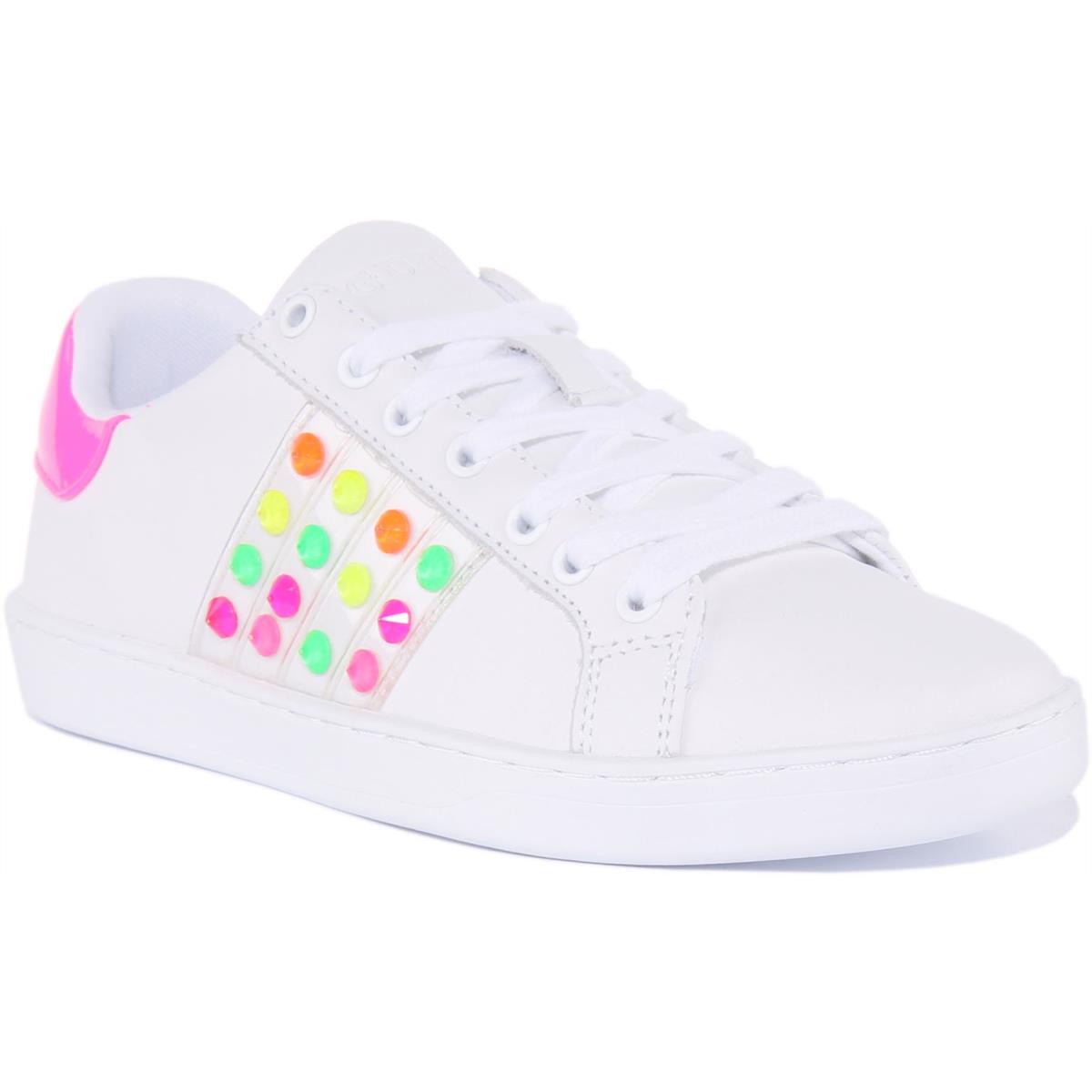 Guess Fl6Jcblea12 Jacobb Womens Lace Up Leather Sneakers Size US 5 - 11 WHITE PINK