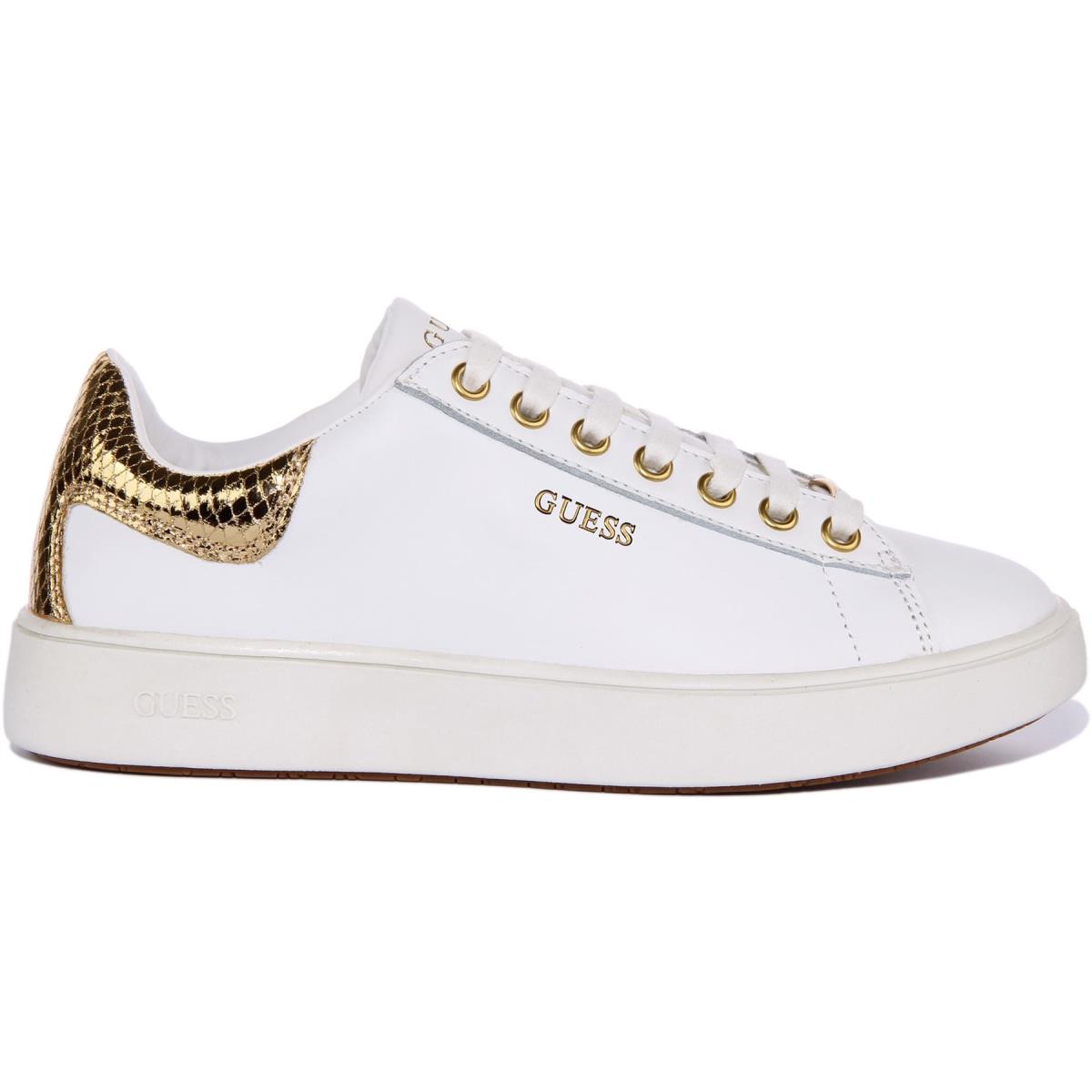 Guess Fl8Mlnlea12 Melania Womens Lace Up Sneakers In White Gold Size US 5 - 11