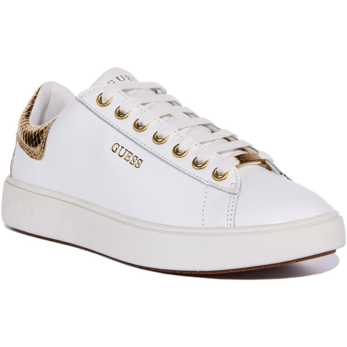 Guess Fl8Mlnlea12 Melania Womens Lace Up Sneakers In White Gold Size US 5 - 11 WHITE GOLD