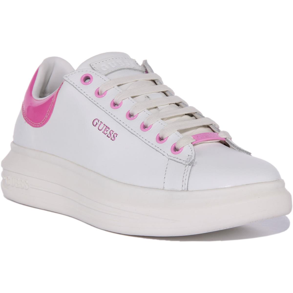 Guess Fl5Viblea12 Vibo Womens Leather Blend Sneaker In White Pink US Size 5 - 10 WHITE PINK