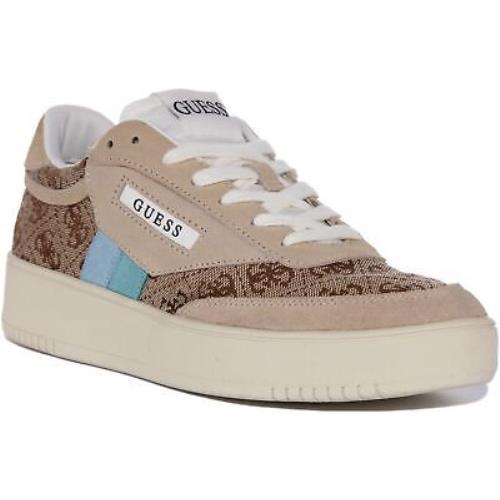 Guess Sisty 4G Logo Casual Sneaker Brown Blue Womens US 5 - 10