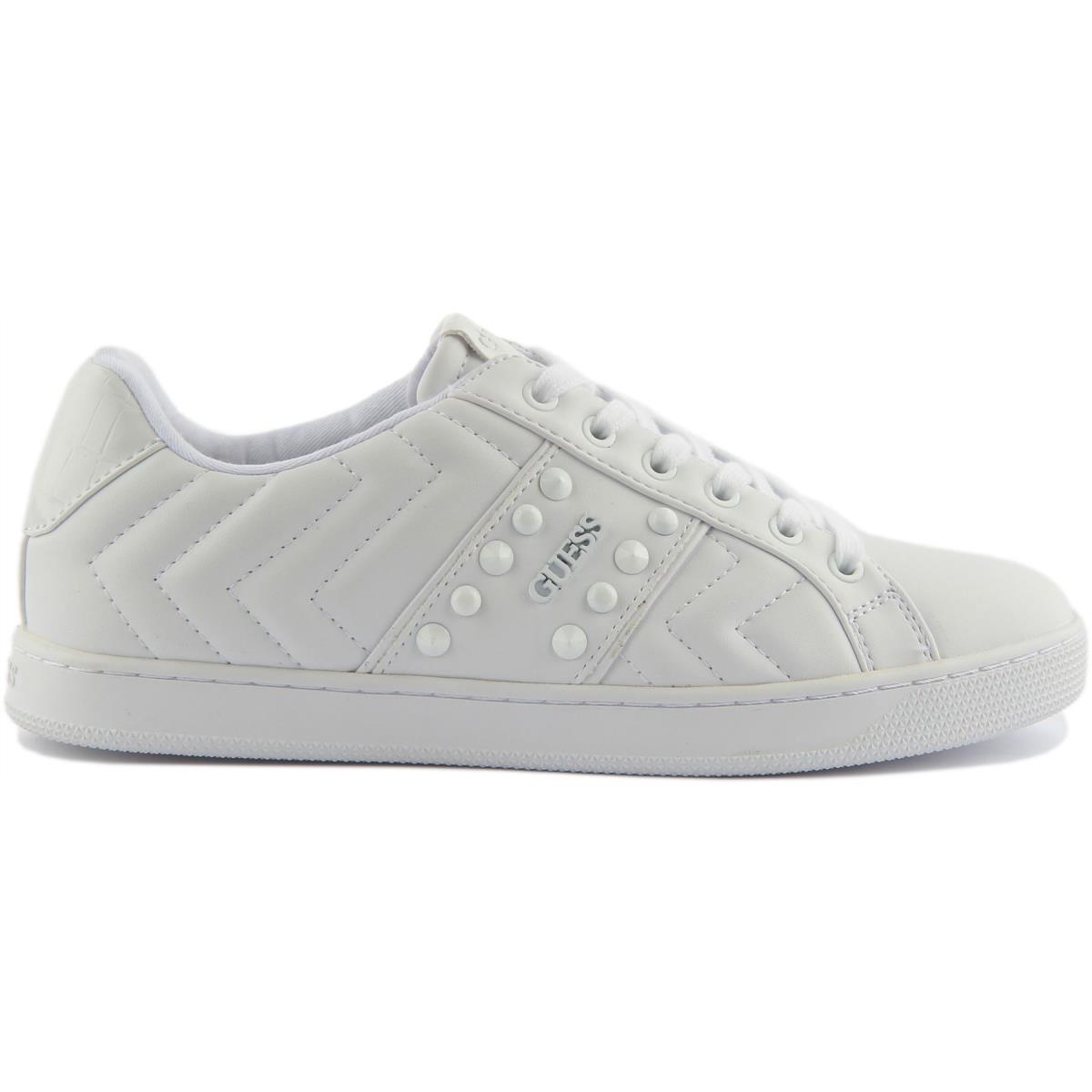 Guess Fl7Raufal12 Raula Womens Lace Up Studs Sneaker In White Size US 5 - 11