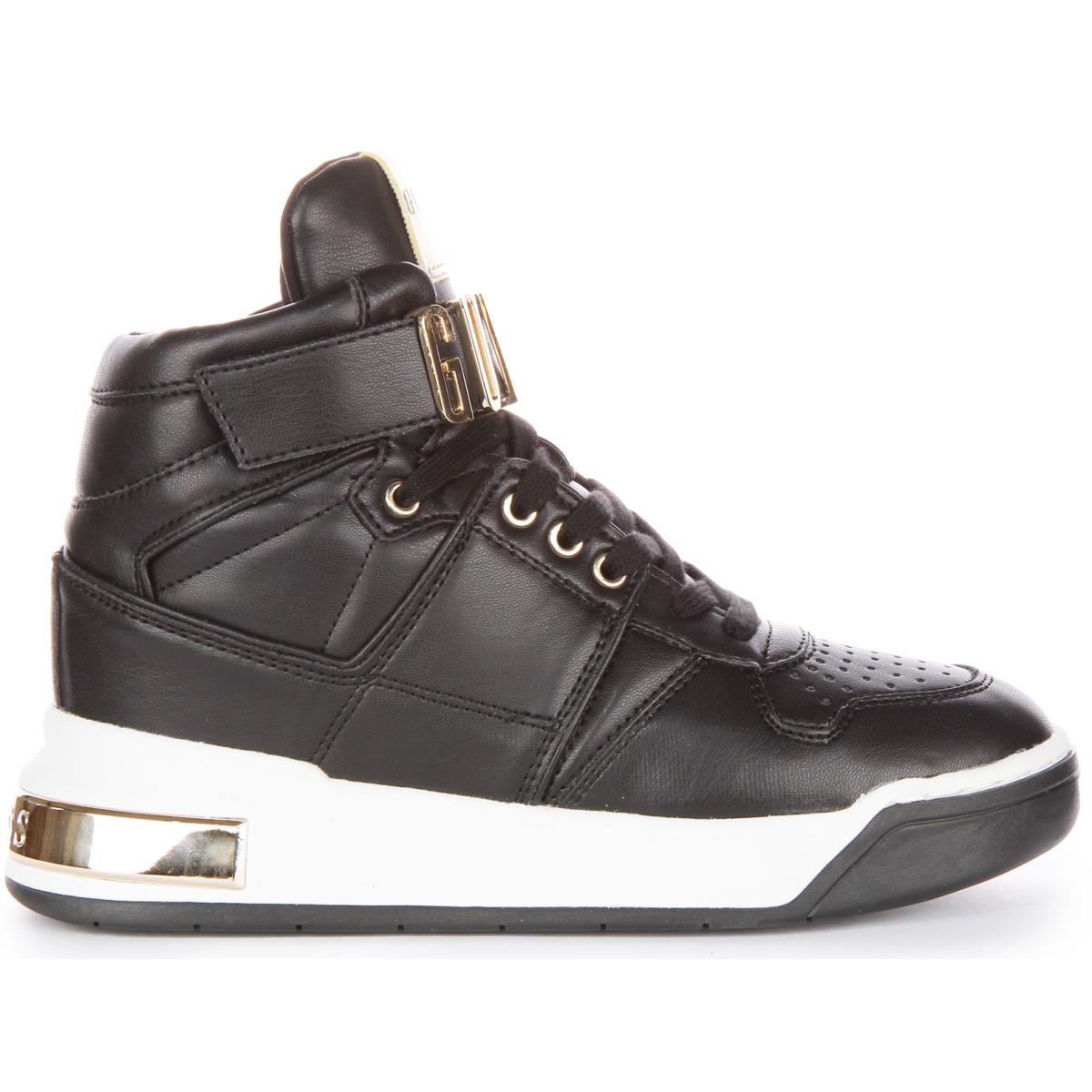 Guess Corten Logo Hi-top Shine Sneaker In Black Gold Size US 5 - 10