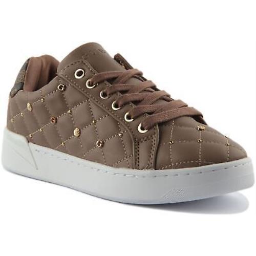 Guess Fl8Beeele12 Reea Womens Lace Up Low Sneakers In Brown Size US 5 - 11