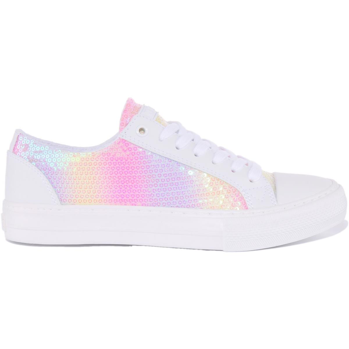 Guess Fl6Pssfap12 Womens Lace Up Sequins Sneaker In Multi Colour Size US 5 - 11